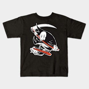 Dark Grin Reaper on Onewheel Kids T-Shirt